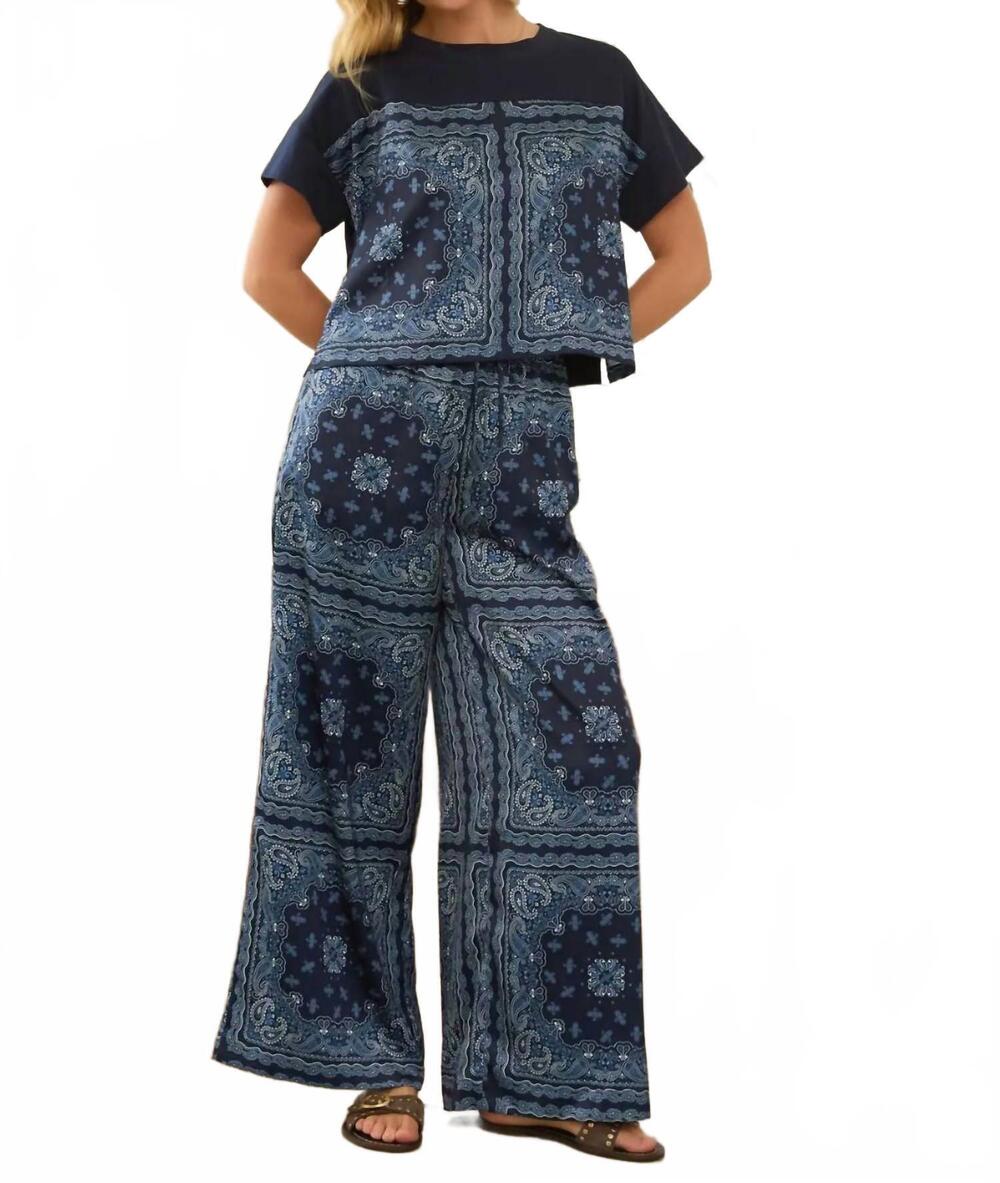 NEW SKIES ARE BLUE bandana print pants in navy